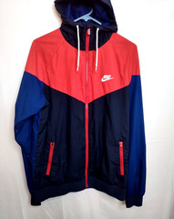 Vintage Nike Hoodie Full Zip Size M Red And Navy Women Medium Pockets Lined