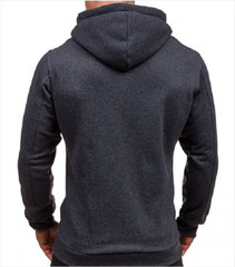 Spring and Autumn Men’s Solid Color Casual Zip Hooded Sweater Jacket Cardigan
