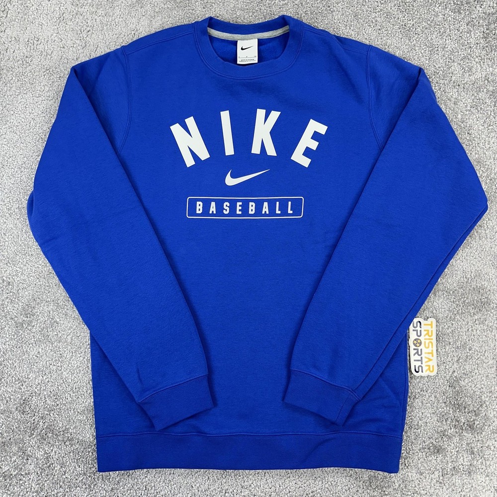 Nike Baseball Sweatshirt Mens Small Royal Blue Club Fleece Crewneck Pullover