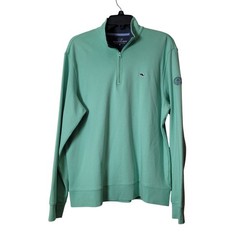Vineyard Vines UNISEX Mint Green Half-Zip Pullover Pima Cotton Whale Logo