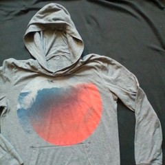 American Eagle Outfitters Mens Gray Sunset Graphic Hoodie Sweatshirt Pullover XS