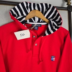 VTG NAUTICA TEAM USA New 1/4 Button Hoodie Mens Sz Large Red Sweatshirt Hooded