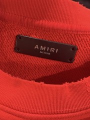 Amiri Men’s Red Sweatshirt With Distressed Detailing And Chest Logo Size Medium