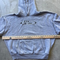 No Fear Y2K Boxy Hoodie Grey Baggy Cinch Fit Distressed XS Mens