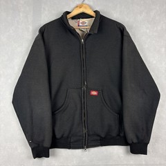 Vintage Dickies Waffle Knit Fleece Lined Jacket Men’s Large Black Faded Zip Up