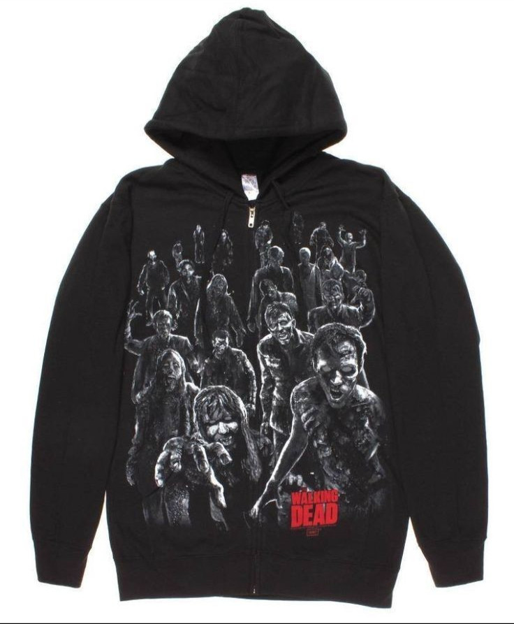 The Walking Dead Black Hoodie Sweatshirt Zombie Walkers Attack – Vintage Size M