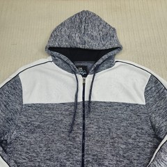 The North Pole Hoodie Mens Large Heather Blue White Fleece Full Zip Outdoor