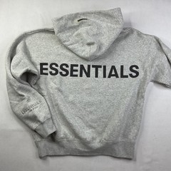 Fear of God Essentials Hoodie Light Heather Grey Back Logo XXS Streetwear Fleece