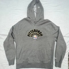 NFL Team Apparel STEELERS Football Hoodie Size XL Gray, Embroidered Puffy Logo