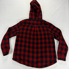 L.L. Bean Hooded Jacket Buffalo Plaid Sherpa Lined Zip Up Red Black S