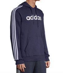 adidas 3 Stripes Essentials Hoodie Mens Small Linear Logo Legend Ink Blue FL4839
