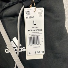 Adidas Team Issue Hoodie Men Large Black Grey Sweatshirt Pullover Fleece HI2906