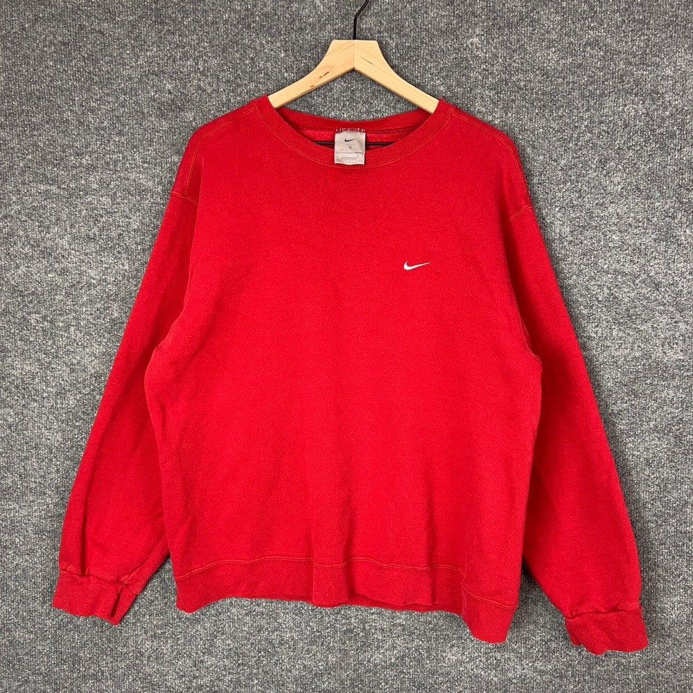 VTG NIKE Men’s Red Crew Neck Sweatshirt Long Sleeve Basic Logo Size L
