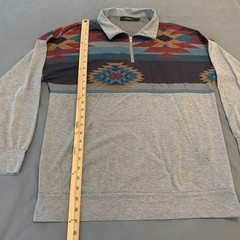 TECREW Sweatshirt Mens Large Gray 1/4 Zip Aztec Southwestern Kangaroo Pocket
