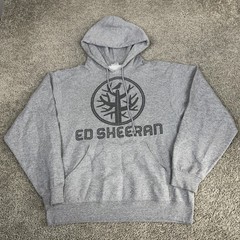 Ed Hoodie Mens Medium Gray Tree Logo Graphic Fleece Pullover Sweatshirt
