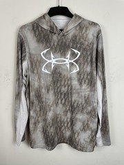 Under Armour Iso-Chill Shorebreak Camo Hoodie Mens XL Fishing Hook Loose Stretch
