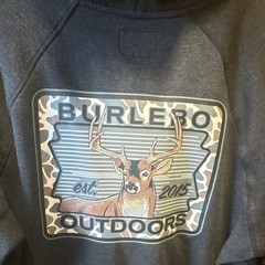 Burlebo Men’s Navy Fleece Pullover Hoodie Deer Graphic Pockets XL