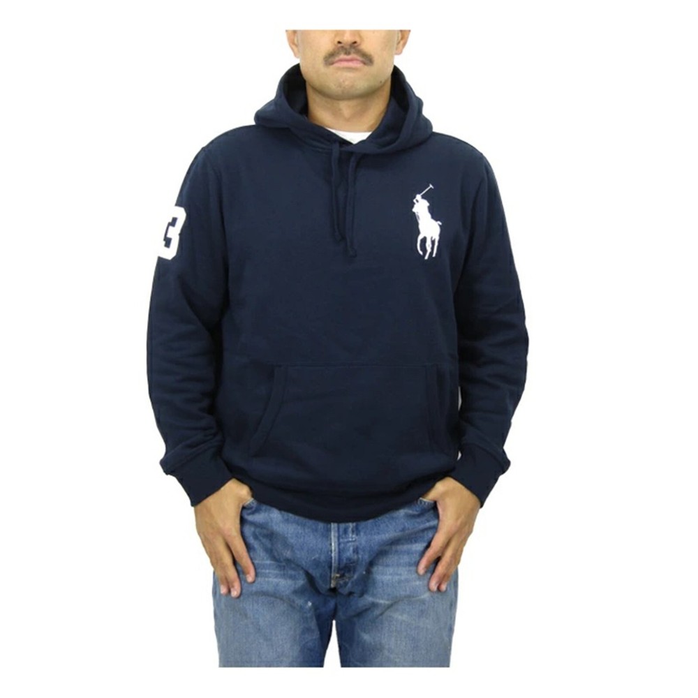 Polo Ralph Lauren Big Pony Pullover Hooded Hoodie Sweatshirt – Navy (White) –