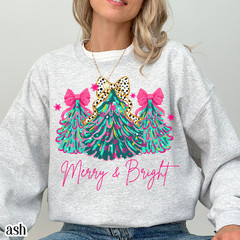 Merry Bright Christmas Xmas Holiday Winter Sweatshirt Apparel Gift