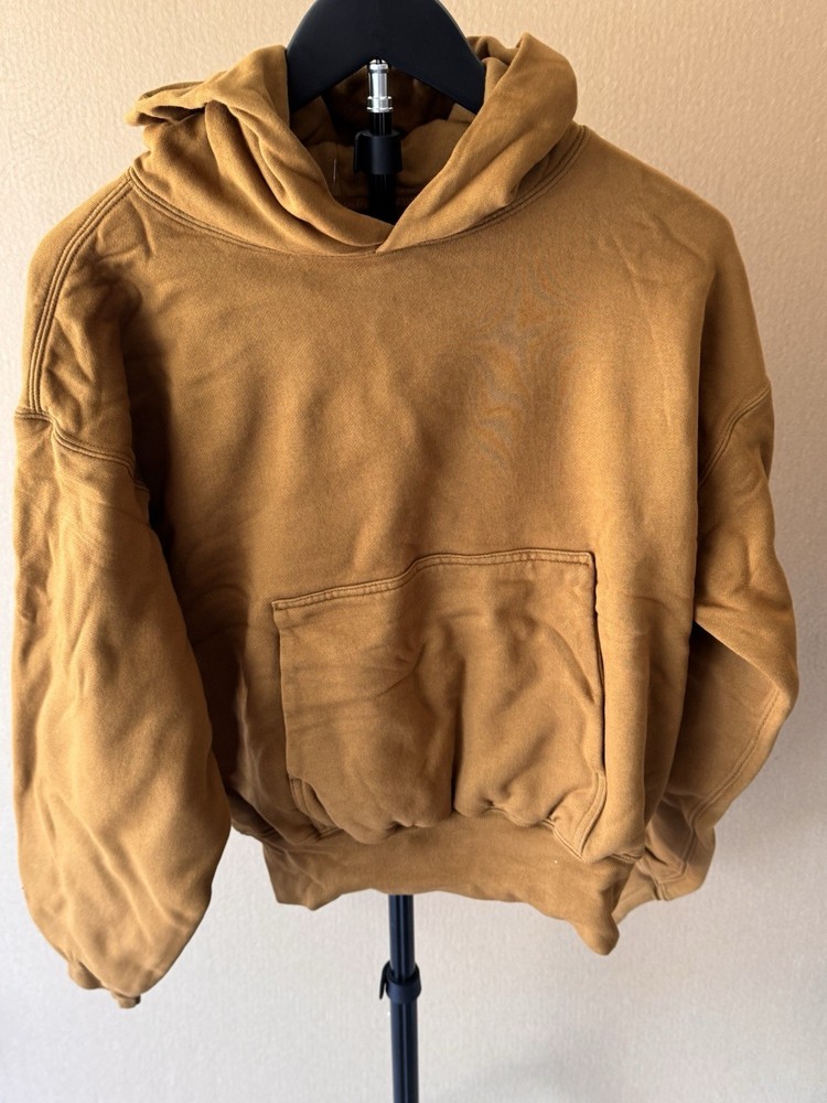 YEEZY Gap YZY Brown Perfect Hoodie Men Small Double Layer Kanye West Cotton
