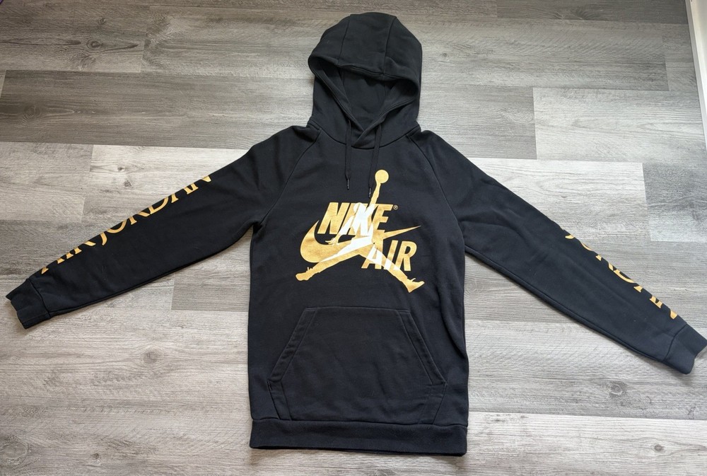 Nike Air Jordan Jumpman Classics Hoodie Black/Gold Men’s Size S DH9504-012