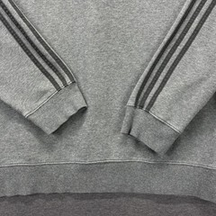 Adidas Sweatshirt Mens Large Gray 1/4 Zip 3-Stripes Sherpa Lined Fleece Pullover