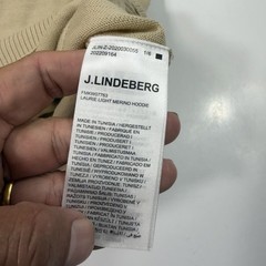 J Lindeberg Pullover Mens Large Khaki Beige 100% Wool Merino Hoodie Golf