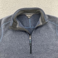 Eddie Bauer Sweatshirt Mens Medium Blue Fleece Hiking Camping Outdoors Logo