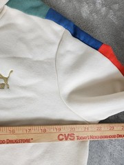 PUMA Logo Colorblock Pullover Fleece Hoodie w/ Pockets White Men Size S