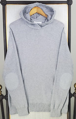 ALTERNATIVE Size Large Mens Knit Cotton+Cashmere Hooded Sweatshirt Hoodie Gray