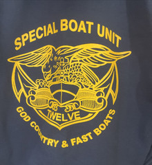 US Navy Blue Carhartt Hoodie Special Boat Unit God Country & Fast Boats Men’s S