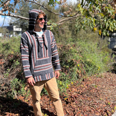 Drug Rug Baja Hoodie | Mexican Poncho with Soft Inner Lining S-XXXL | Charcoal