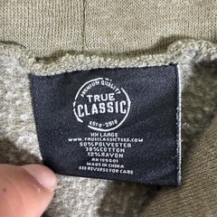 True Classic Hoodie Mens XXL Green Full Zip Rayon Blend Casual Preppy Pockets