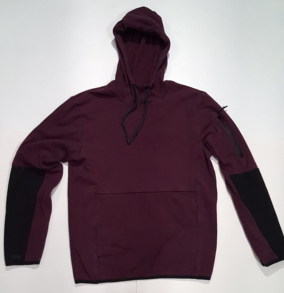 MTA Sport Pullover Hoodie Men’s Medium Maroon Burgundy Drawstring Sweatshirt