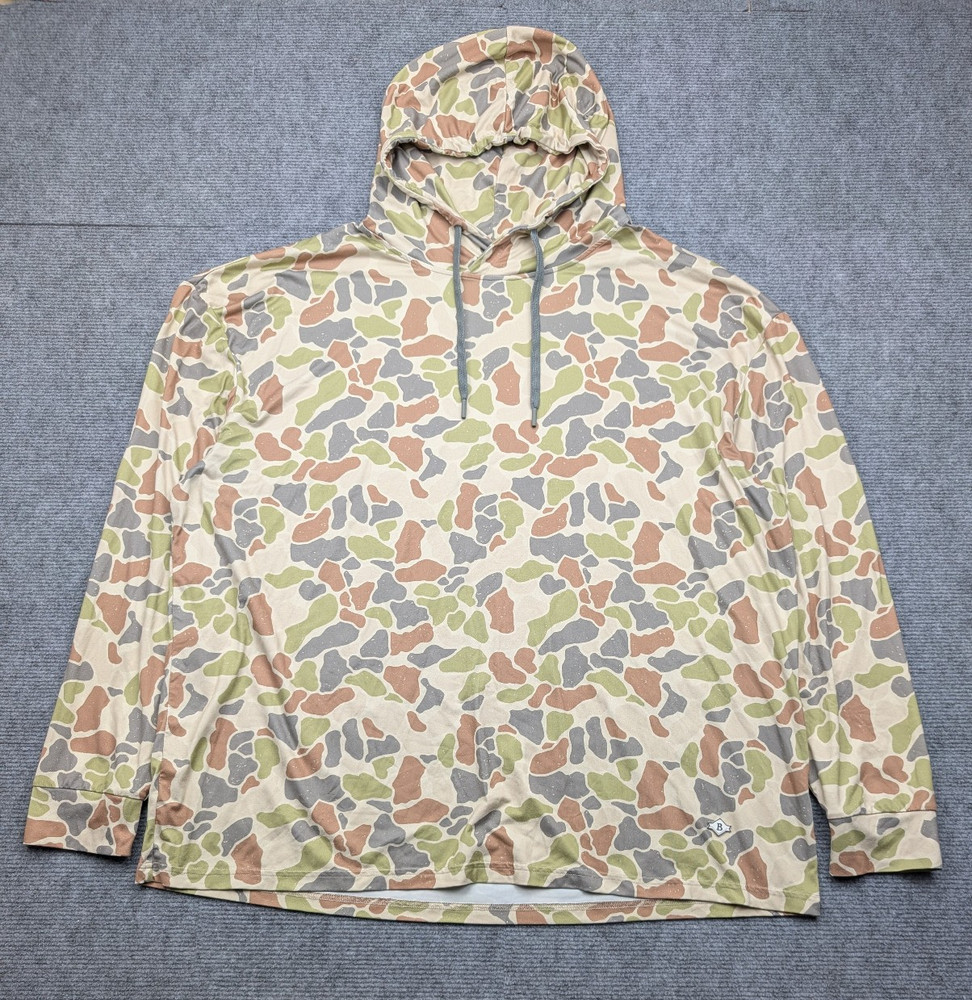 Burlebo Performance Hoodie Men 2XL Rockport Camo UPF 50 Outdoor Athleisure Green