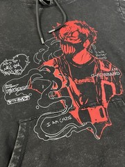 Corpse Husband Pullover Hoodie 2XL XXL Black Acid Wash Anime YouTube C+Husband20