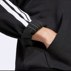 Adidas Men’s Essentials Three Stripes Pullover Fleece Hoodie Black XL JE6297 $60