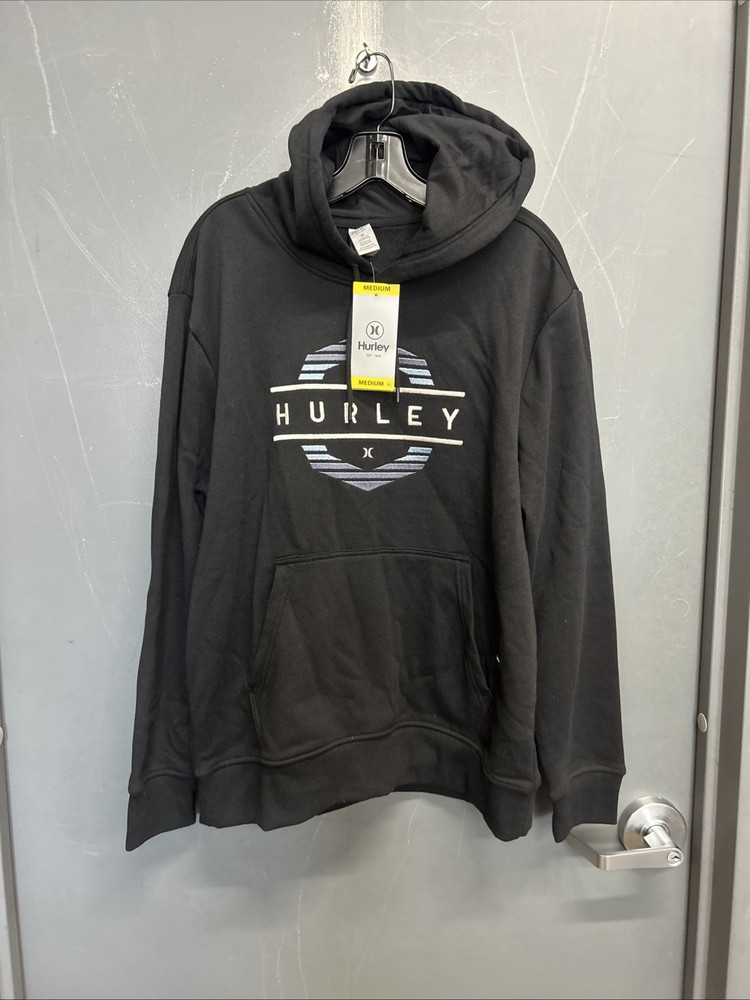 Hurley Men’s Hoodie Regular Fit Cotton/Polyester Fleece Black Size Medium NWT