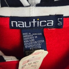 VTG NAUTICA TEAM USA New 1/4 Button Hoodie Mens Sz Large Red Sweatshirt Hooded