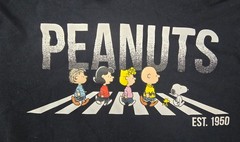 Peanuts Walking Abbey Road Hybrid Hoodie Mens Medium Black White Fleece Lined