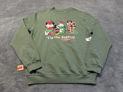 NEW Disney Sweatshirt Adult Medium Green Tis The Season Mickey Mouse Christmas