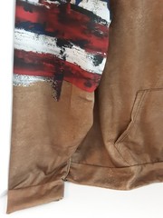 Zocavia Men’s 2XL USA Hoodie 100% Polyester Brown With Red, White, Blue