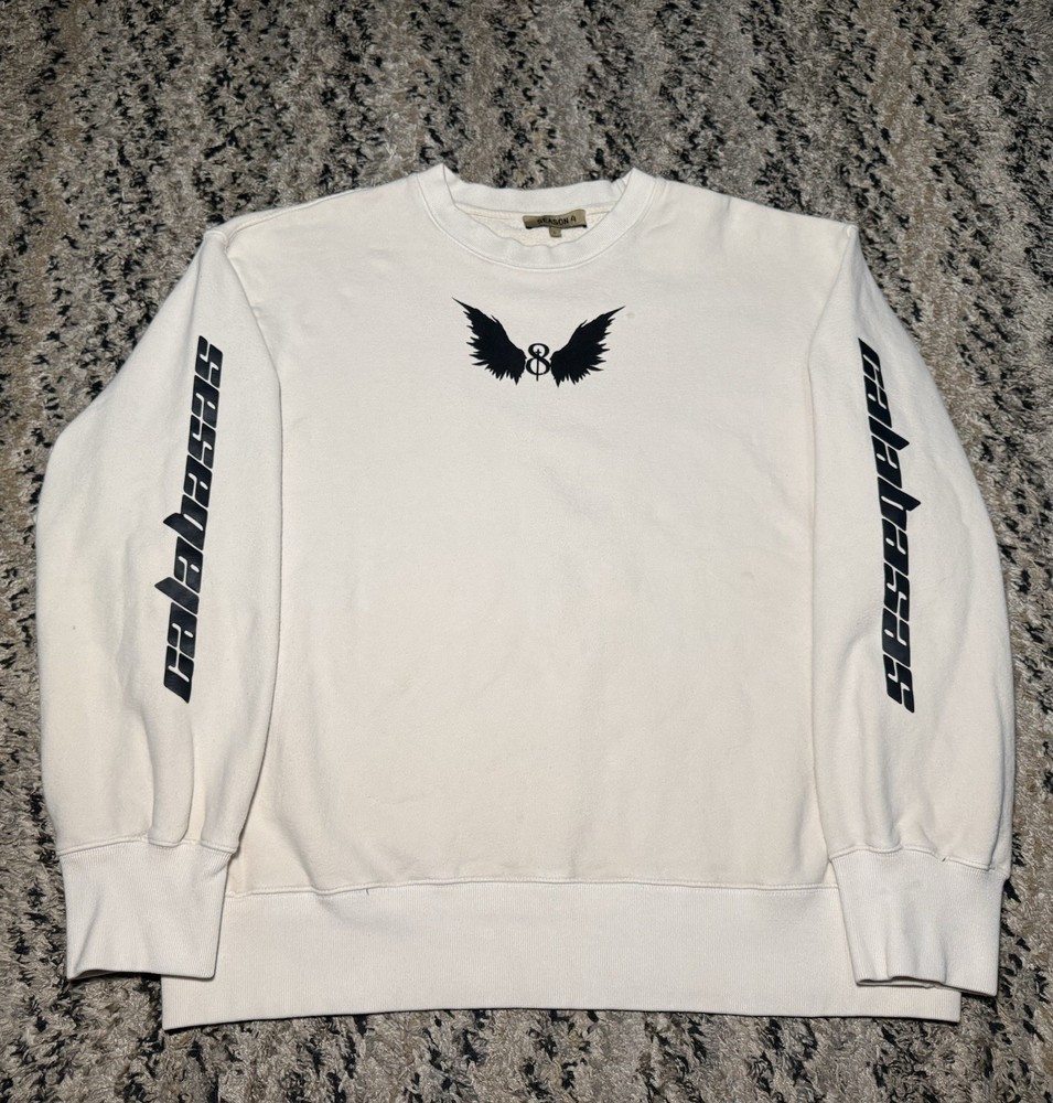 Yeezy Season 4 Wing Logo Crewneck Sweatshirt Kanye West Beige Large Oversized Ye