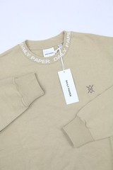 Daily Paper Mens Terry Sweatshirt Crew Neck Twill Beige M Embroidery Banded Neck