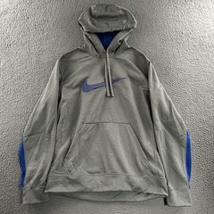 Nike Mens Hoodie Gray Blue Size Medium Pullover Therma-Fit 100% Polyester