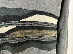 Vintage Grandpa Sweatshirt Mens XL Heather Gray Polo Collar 90s Vaporwave Knit
