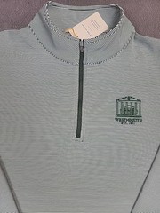 Peter Millar Men’s M GREEN White Pinstripe 1/4 Zip L/S NEW 3RD PTY WESTMINSTER
