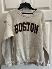 New York Popular, Boston, Sweatshirt Size Medium, Beige Brown Cotton Polyester