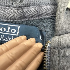 VTG Polo Ralph Lauren Lined Hoodie Mens Sz Large Gray Full Zip Logo Classic