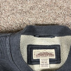 LL Bean Katahdin Iron Works Henley Sweatshirt Mens Medium Gray Fleece Lined